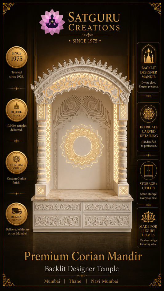 Luxury Arch Shaped Modern Round Pillar Corian Mandir — Satguru Creations daily post