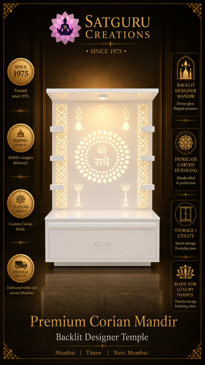 Glacier White Wall-Mount Corian Mandir: Satguru Creations daily post