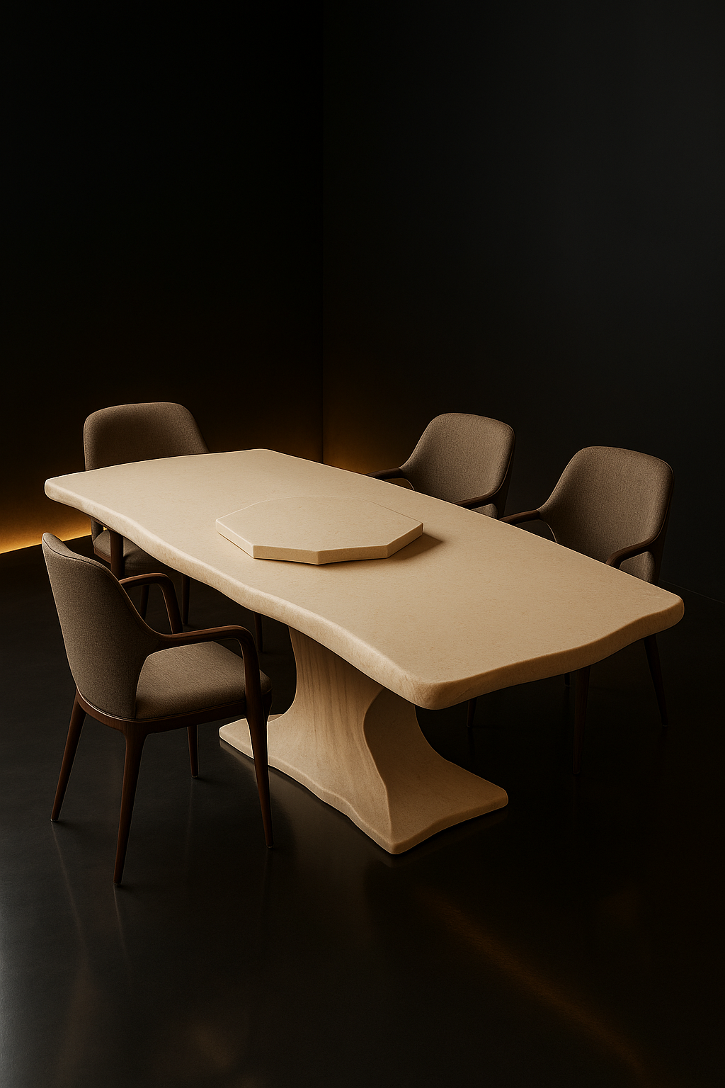 Halo Live-Edge Organic Corian Dining Table by Satguru Creations