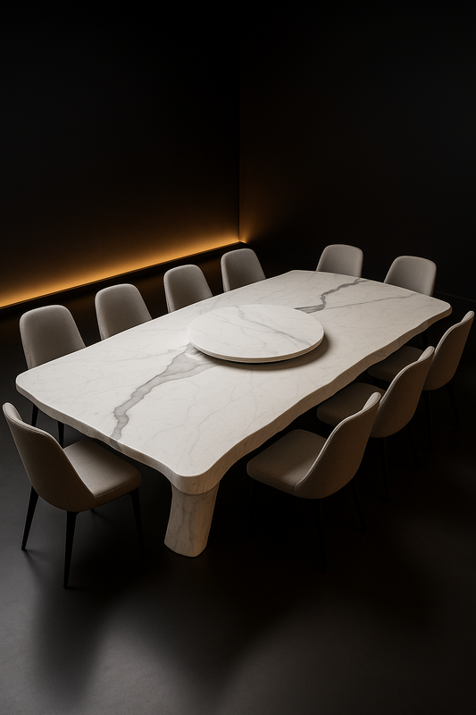 Meridian Live-Edge Organic Corian Dining Table by Satguru Creations