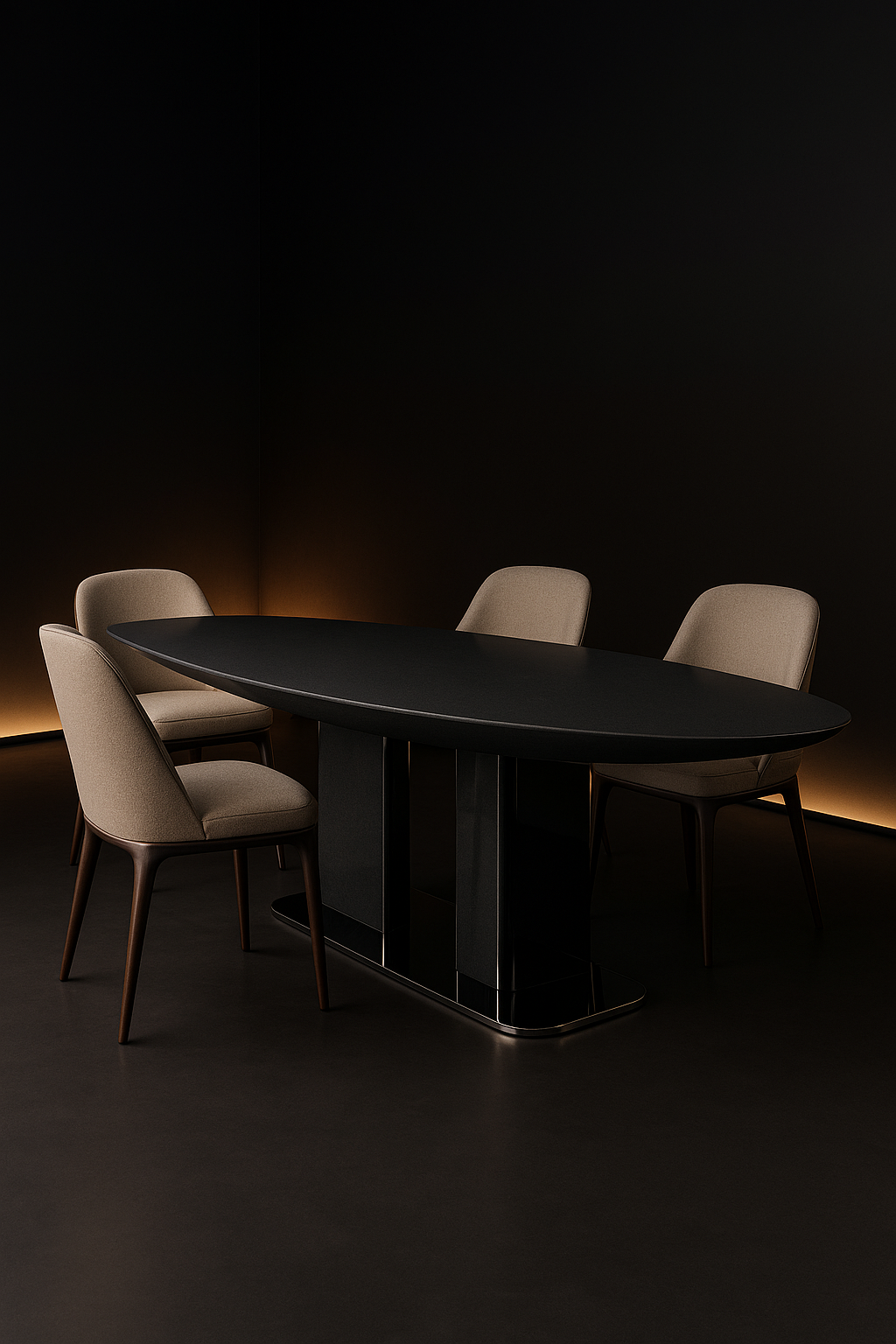 Verve Boat-Shaped Corian Dining Table by Satguru Creations