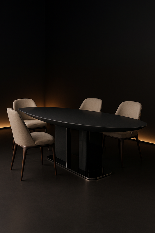 Verve Boat-Shaped Corian Dining Table by Satguru Creations