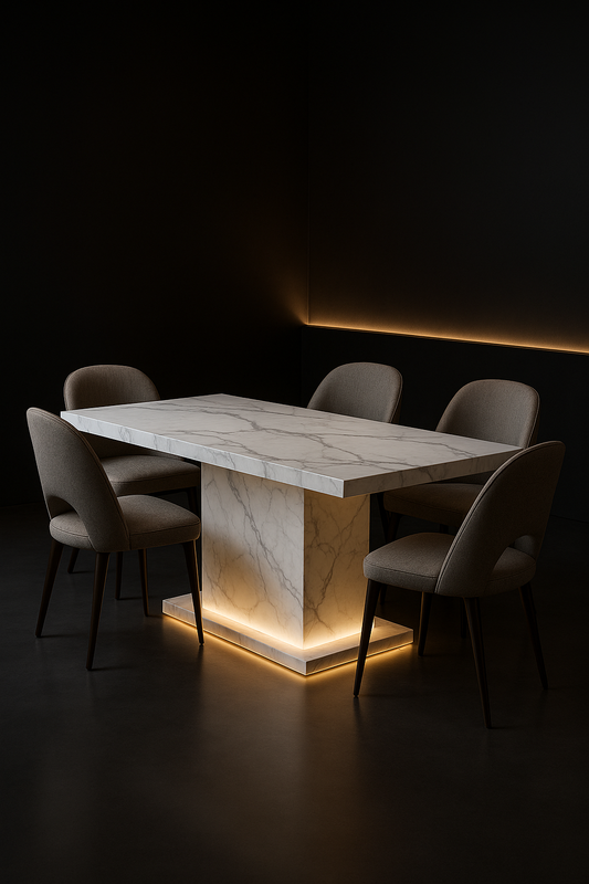 Veneer Rectangular Corian Dining Table by Satguru Creations