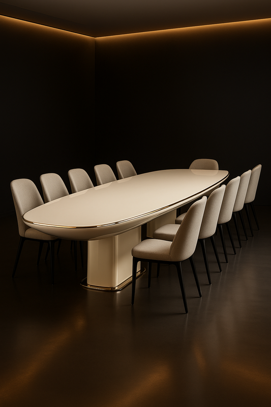 Quartz Boat-Shaped Corian Dining Table by Satguru Creations