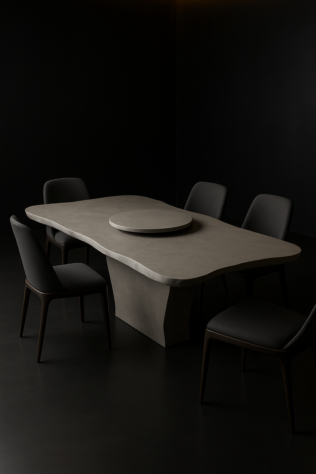 Noir Live-Edge Organic Corian Dining Table by Satguru Creations