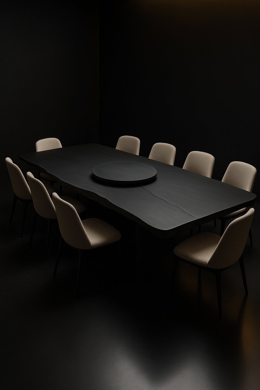 Lotus Base Live-Edge Organic Corian Dining Table by Satguru Creations