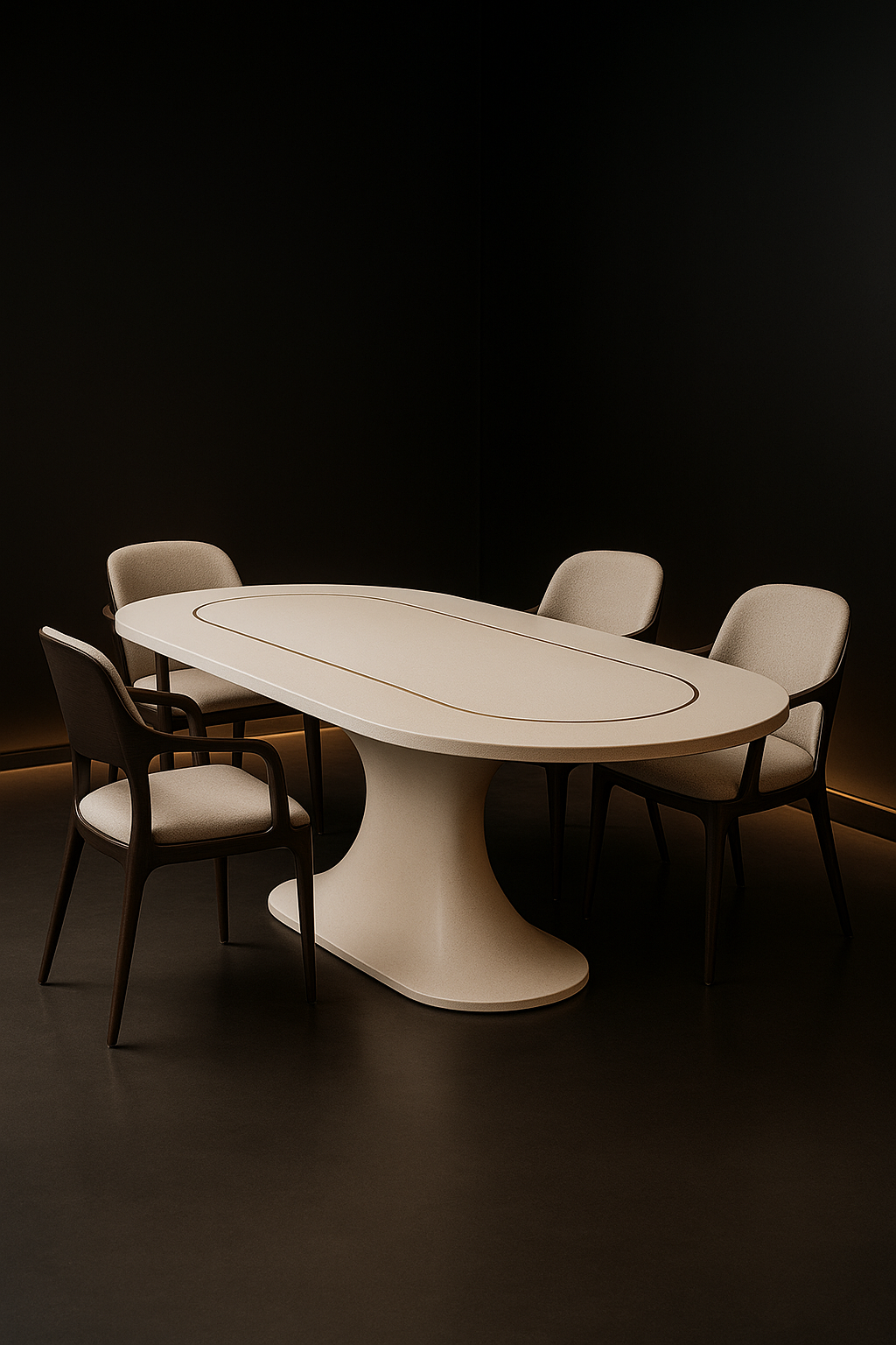 Horizon Racetrack Corian Dining Table by Satguru Creations