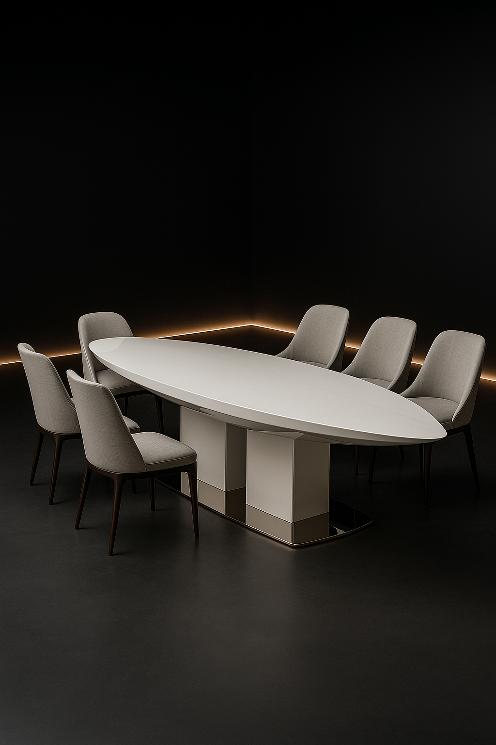 Petal Boat-Shaped Corian Dining Table by Satguru Creations