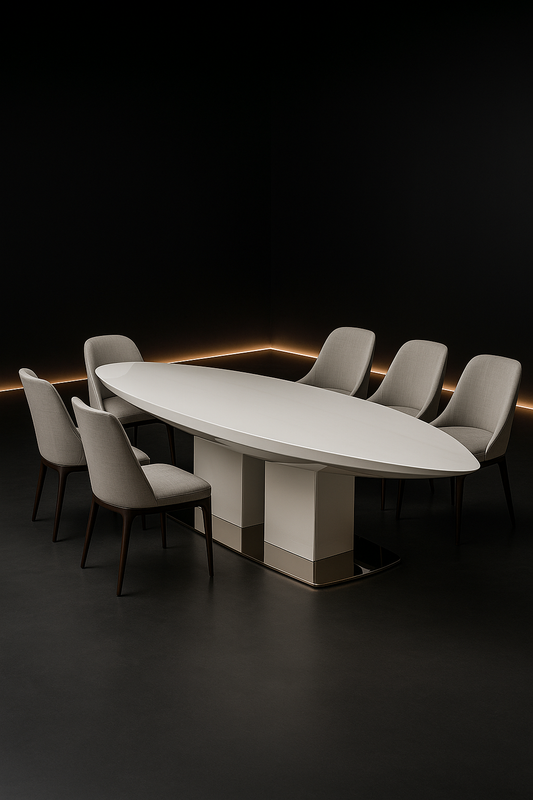 Petal Boat-Shaped Corian Dining Table by Satguru Creations