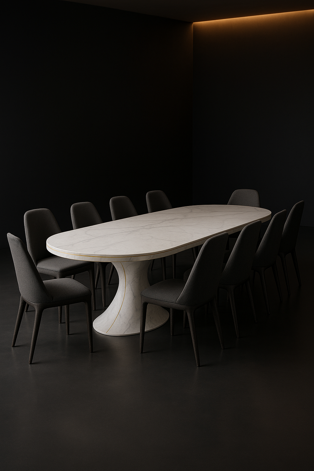 Mono Arc Racetrack Corian Dining Table by Satguru Creations