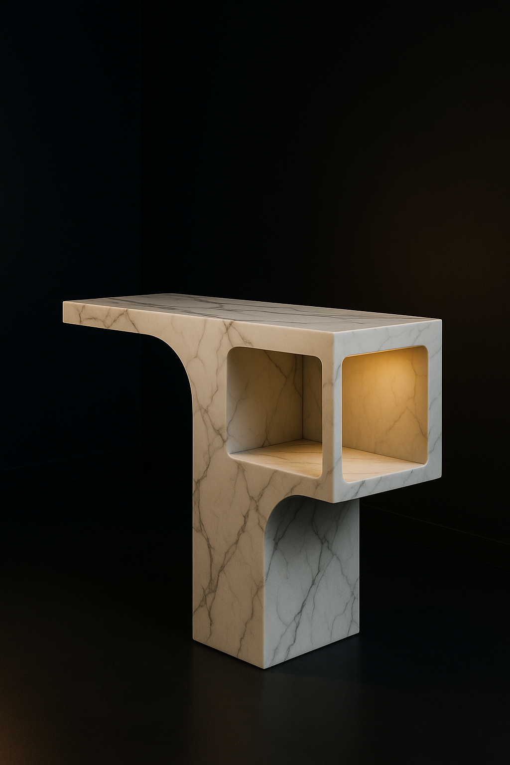 Vault Sculptural Pedestal Console by Satguru Creations