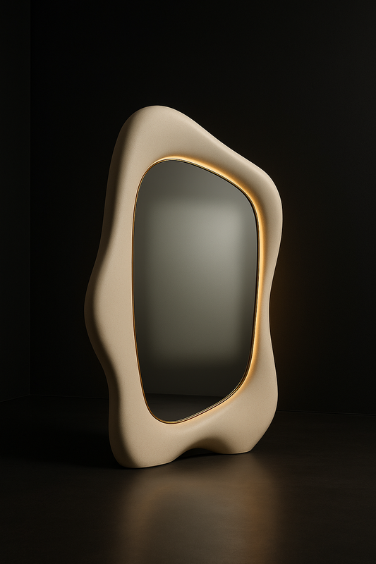 Halo Sculptural Asymmetric Mirror by Satguru Creations