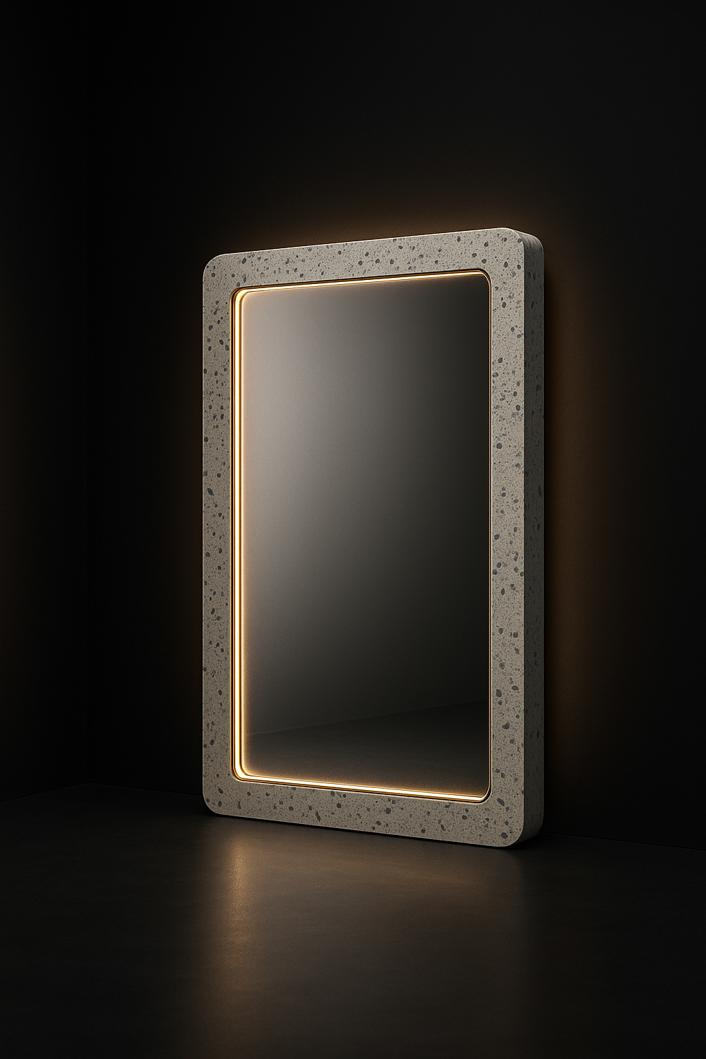 Vela Backlit Corian-Framed Mirror by Satguru Creations