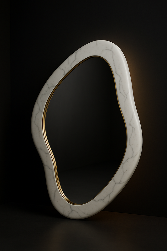 Meridian Sculptural Asymmetric Mirror by Satguru Creations