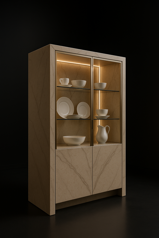 Marble Veil Floor-Standing Crockery Cabinet by Satguru Creations