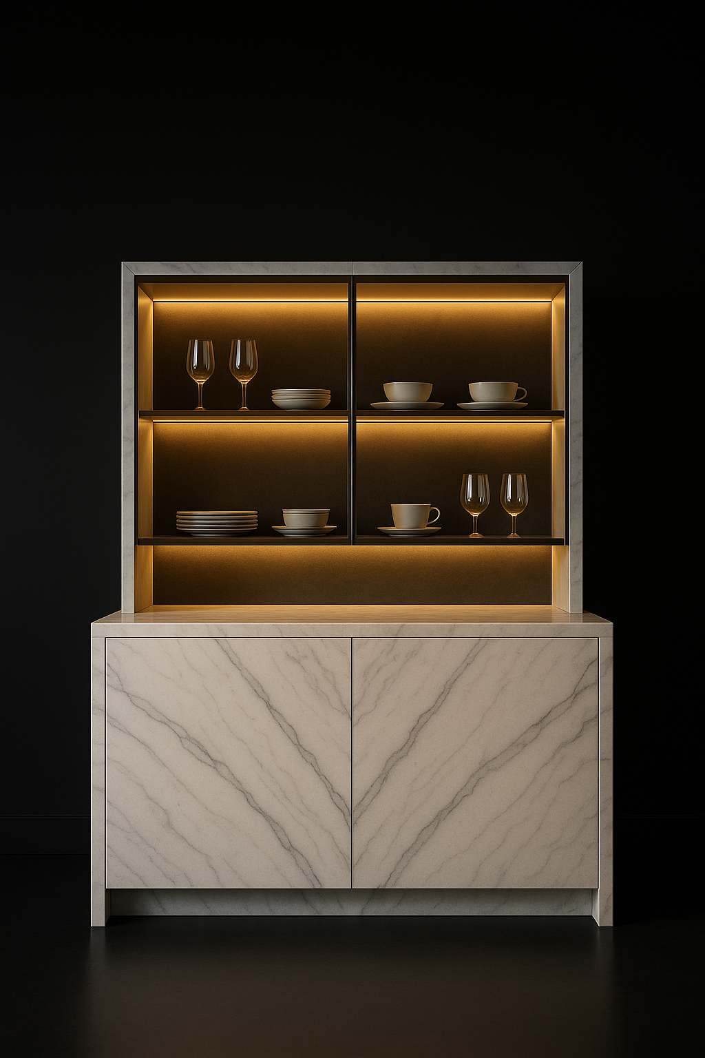 Linea Crockery Unit With Counter by Satguru Creations